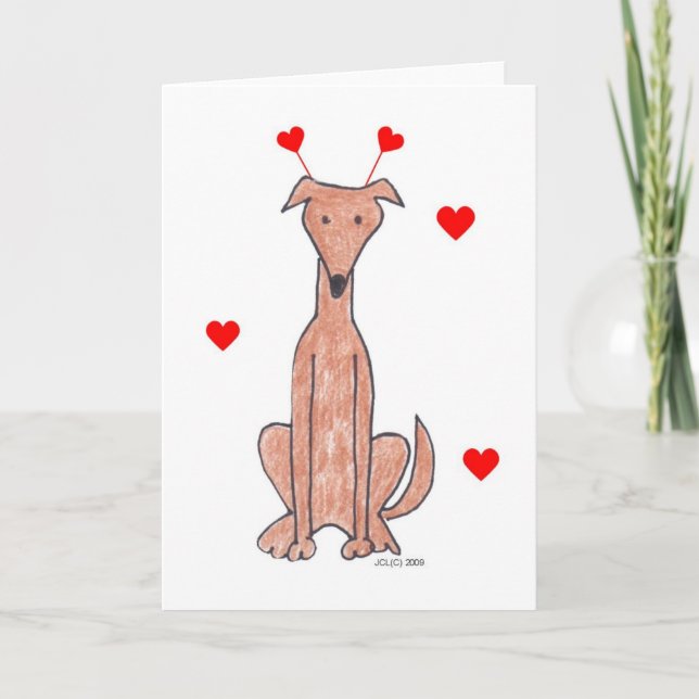 Valentine Ears Greyhound Fawn Card (Front)