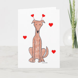 Valentine Ears Greyhound Fawn Card