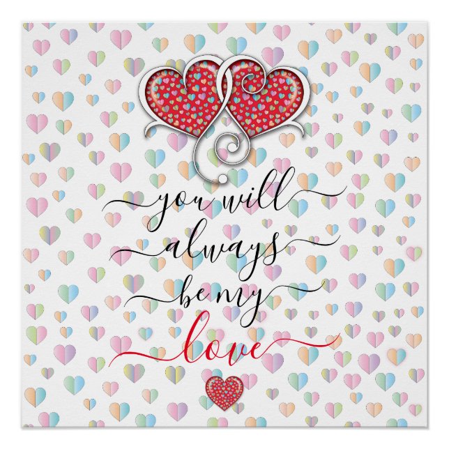 Valentine Elegant Interlocked Hearts Design Poster (Front)
