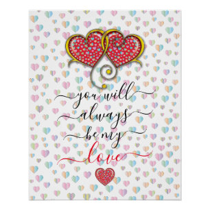 Valentine Elegant Interlocked Hearts Design Poster
