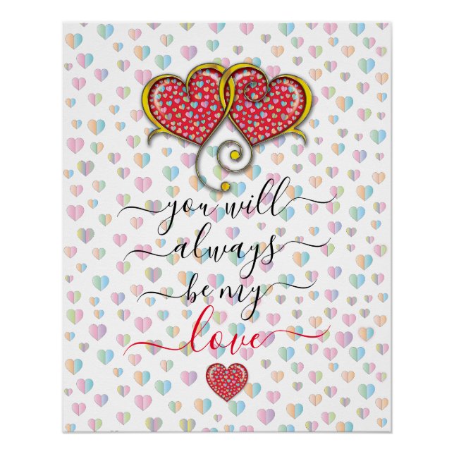 Valentine Elegant Interlocked Hearts Design Poster (Front)