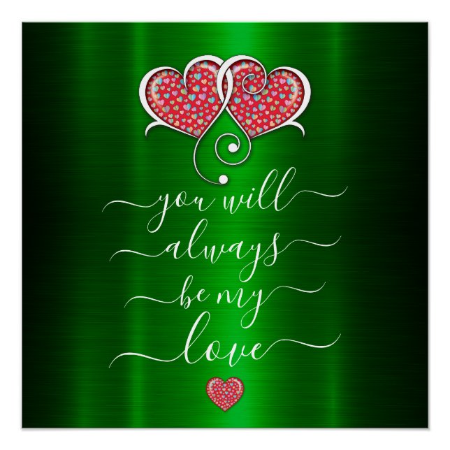 Valentine Elegant Interlocked Hearts Design Poster (Front)
