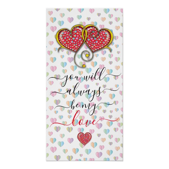 Valentine Elegant Interlocked Hearts Design Poster (Front)