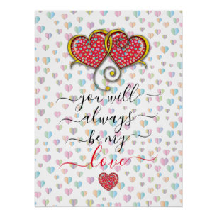 Valentine Elegant Interlocked Hearts Design Poster