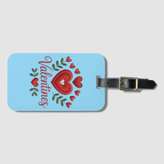 Valentine Embroidered Heart  Luggage Tag (Front Horizontal)
