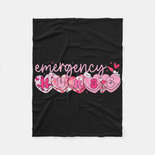 Valentine Emergency Department Nurse Hearts Er Rn Fleece Blanket