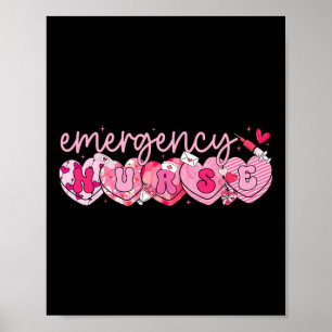 Valentine Emergency Department Nurse Hearts Er Rn  Poster