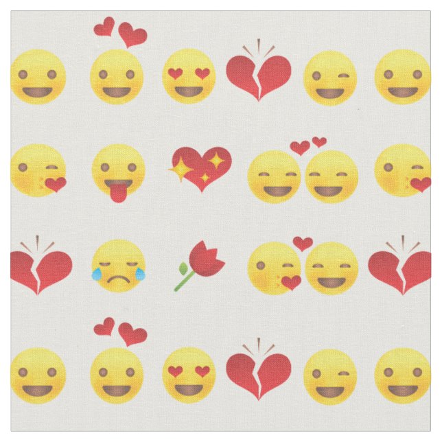 Valentine Emojis fabric (Close Up)