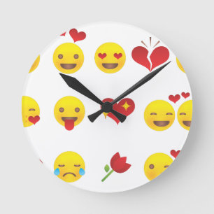 Valentine Emojis Round Clock