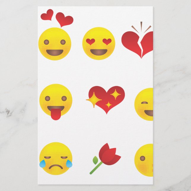 Valentine Emojis Stationery (Front)