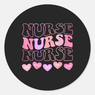 Valentine Er Icu Nicu Rn Nurses Women Retro Nursin Classic Round Sticker
