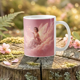 Valentine Fairy on Pink Clouds Fantasy Art Coffee Mug