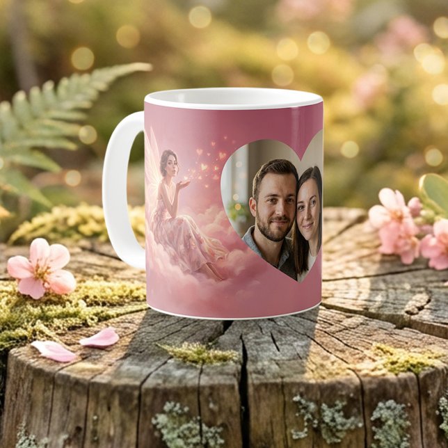 Valentine Fairy on Pink Clouds Fantasy Art Photo Coffee Mug (Creator Uploaded)