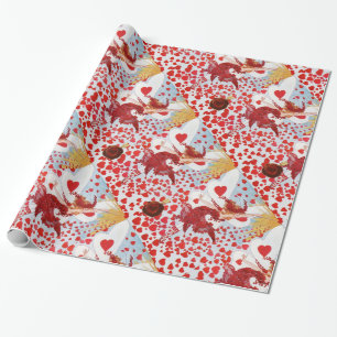 VALENTINE FAIRY WITH WAND,RED WAX SEAL WITH HEART WRAPPING PAPER