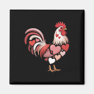 Valentine Farm Chicken Heart Pattern Romantic Poul Magnet