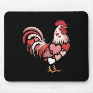 Valentine Farm Chicken Heart Pattern Romantic Poul Mouse Pad