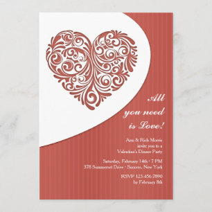 Valentine Filigree Dinner Party Invitation