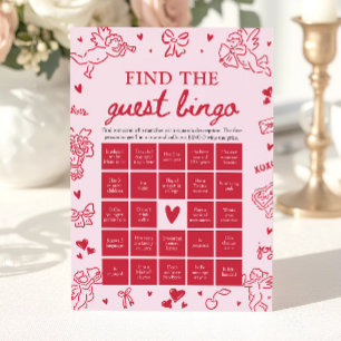Valentine Find the Guest Bingo Baby Shower Game Invitation