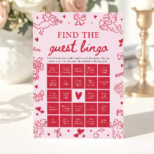 Valentine Find the Guest Bingo Bridal Shower Game Invitation