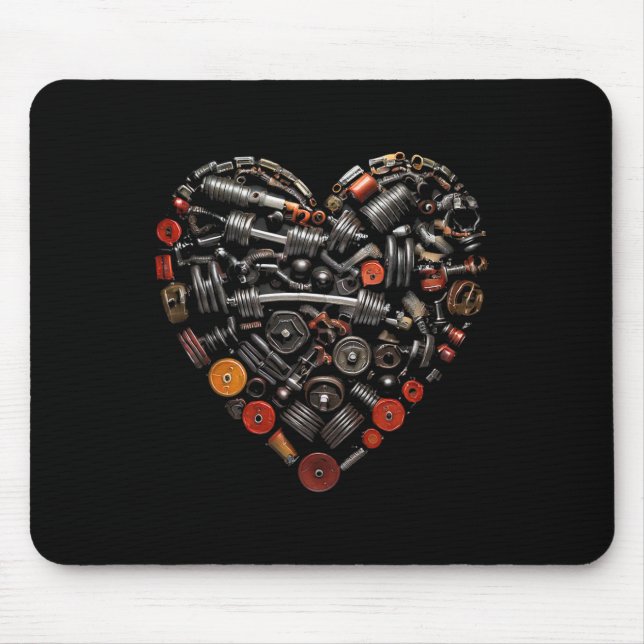 Valentine Fitness Weights And Gym Workout Heart Gr Mouse Pad (Front)