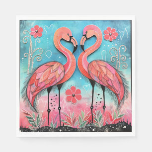 Valentine Flamingo Art Napkin