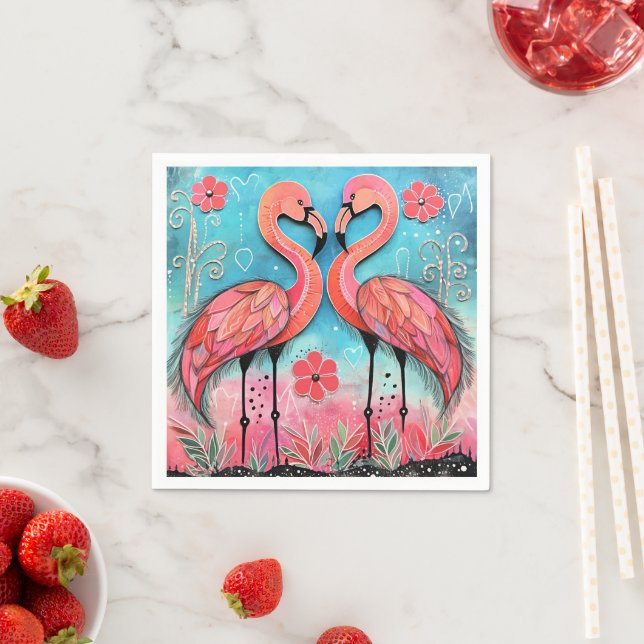 Valentine Flamingo Art Napkin (Insitu)