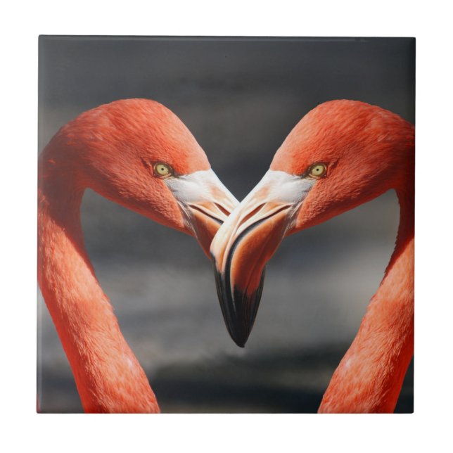 Valentine Flamingo Ceramic Tile (Front)