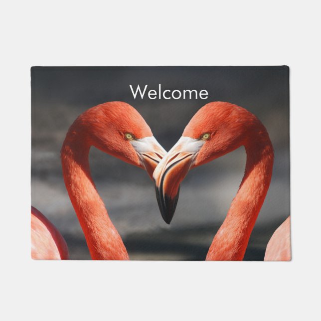 Valentine Flamingo Doormat (Front)