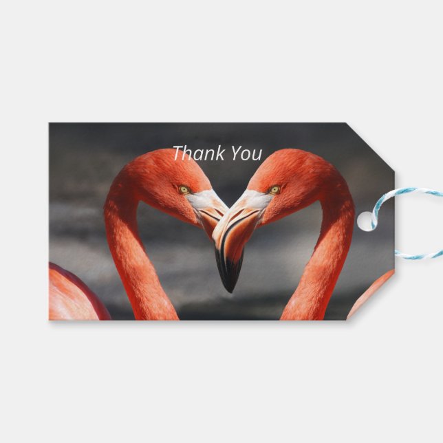 Valentine Flamingo Gift Tags (Front (Horizontal))