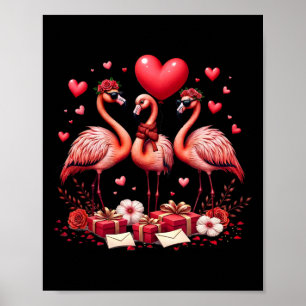 Valentine Flamingo Pink Animal Heart Happy Valenti Poster
