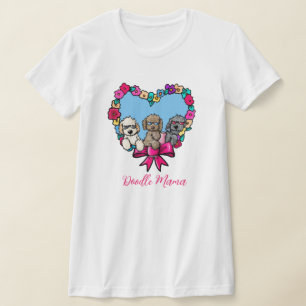 Valentine Floral Heart Doodle Dog T-Shirt