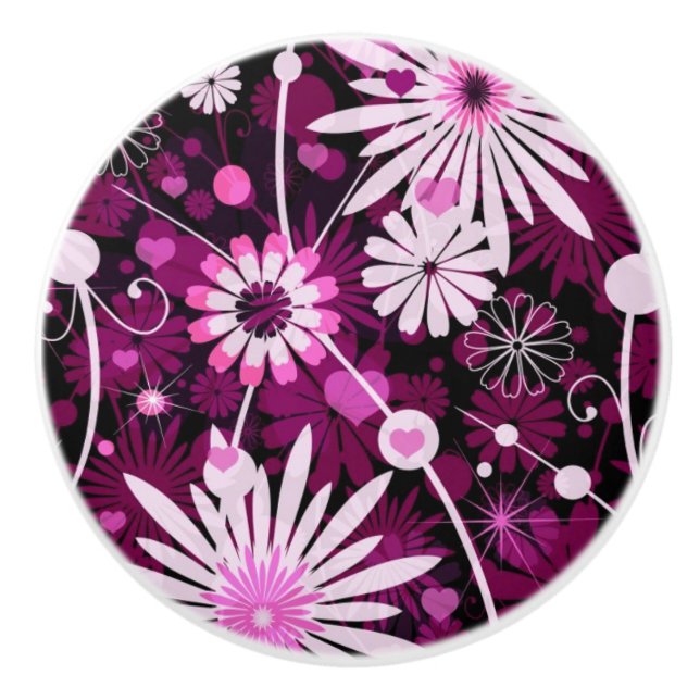Valentine Floral Pattern Ceramic Knob (Front)