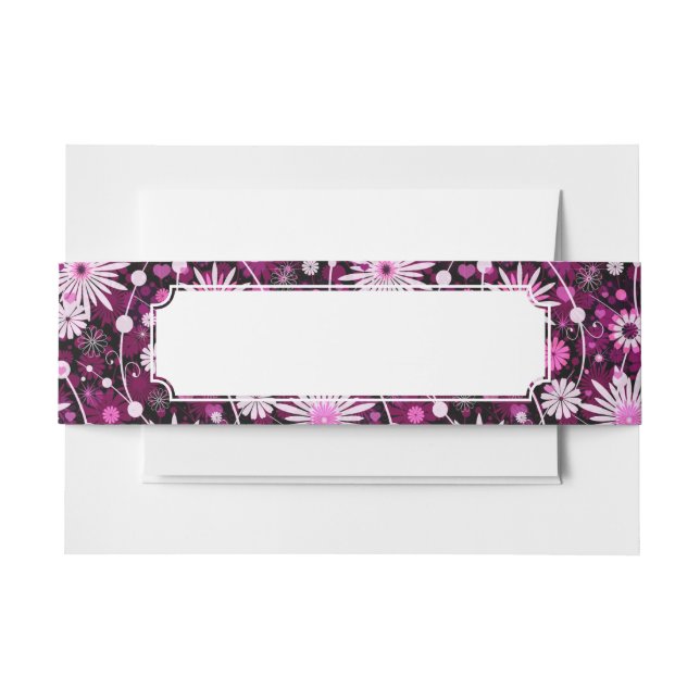 Valentine Floral Pattern Invitation Belly Band (Front Example)