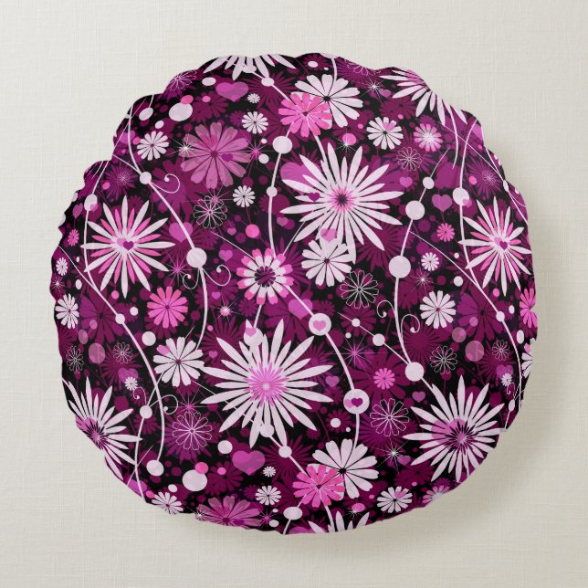 Valentine Floral Pattern Round Cushion (Front)