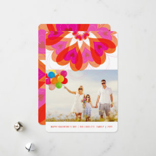 Valentine Flower Love Pink Hearts Photo Greetings Holiday Card