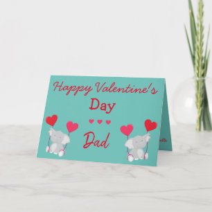 Valentine for Dad Elephants and Hearts Card