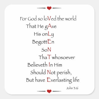 VALENTINE - For God So Loved the World Square Sticker