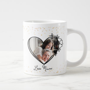 Valentine For Grandchild Black Heart Large Coffee Mug