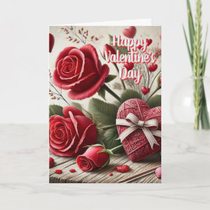 Valentine for Mum Roses and Hearts Greeting  Card