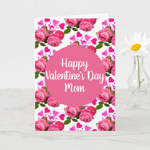 Valentine for Mum Roses and Hearts Greeting  Card