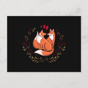 Valentine foxes postcard