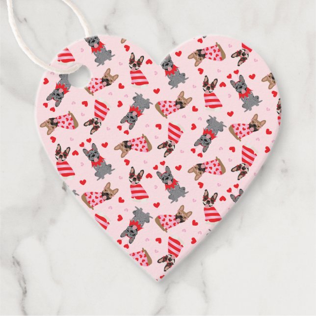 Valentine French Bulldogs Favour Tags (Front)