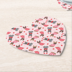 Valentine French Bulldogs Paper Coaster