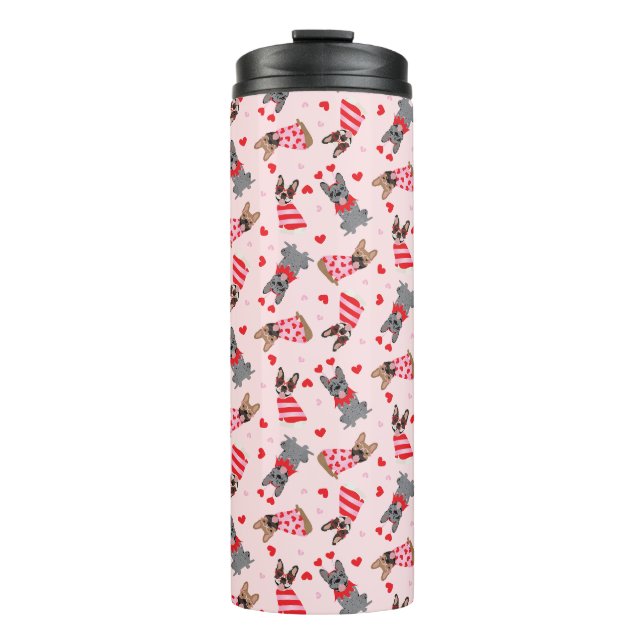 Valentine French Bulldogs Thermal Tumbler (Front)