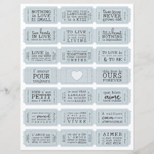 Valentine French Love Quote Cut Out Tickets