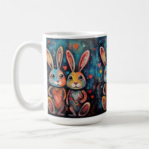 Valentine Friends Bunnies long ears hearts Coffee Mug