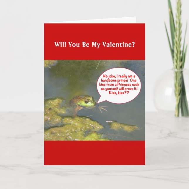 VALENTINE/ FROG, "KISS ME, I AM REALLY A PRINCE" HOLIDAY CARD (Front)