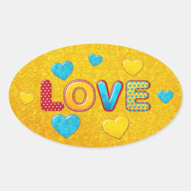 Valentine Fun 3D Mix and Match 2 Oval Sticker (Front)