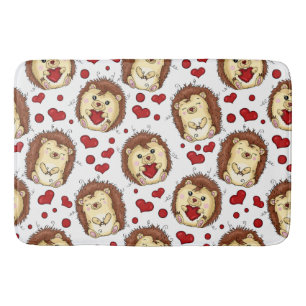Valentine funny hedgehog bath mat