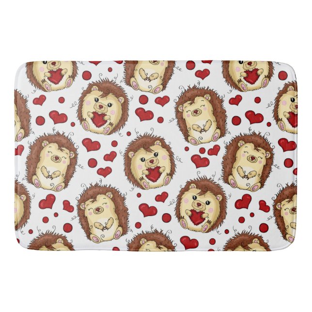Valentine funny hedgehog bath mat (Front)